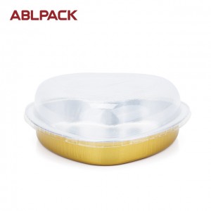 Microwave oven safe heart shape cow lines disposable aluminum foil cup tin tray plate container   ABL 375ml