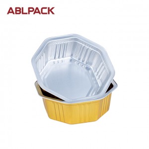 Eight deformation Aluminum Foil Baking Cup Gold Color Ovenable Dessert Boxes Food Storage Container With Plastic Lid