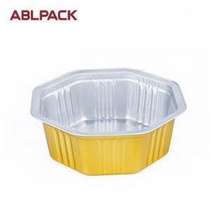 Eight deformation Aluminum Foil Baking Cup Gold Color Ovenable Dessert Boxes Food Storage Container With Plastic Lid