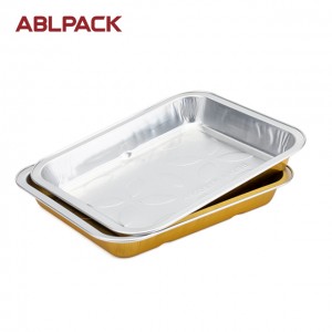 298ml Rectangular Catering Aluminium Foil Food Container alu foil thermoform cup aluminum foil pans with pet lid