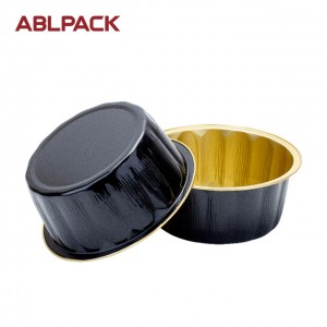 630ml aluminum foil food container, black and gold foil cup with dome lid