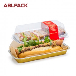 248ml Rectangular Catering Aluminium Foil Food Container alu foil thermoform cup aluminum foil pans with pet lid