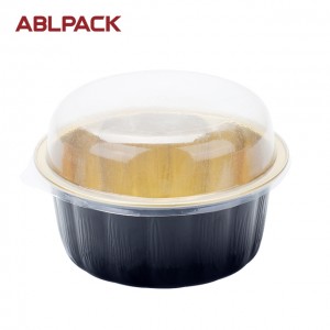 630ml aluminum foil food container, black and gold foil cup with dome lid