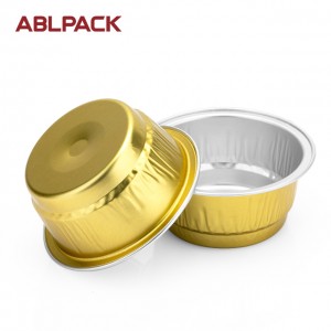 48ml black gold color new developed round shape cake cup alu foil container disposable baking containers for food grade