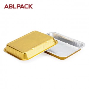 298ml Rectangular Catering Aluminium Foil Food Container alu foil thermoform cup aluminum foil pans with pet lid