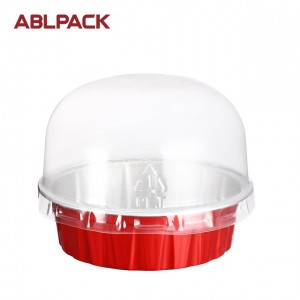 60ml small round baking containers airline food packaging baking cup foil pan foil container with dome lid