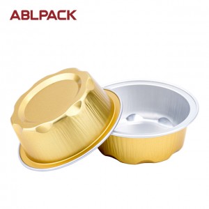 50ML/1.7oz Microwaveable Aluminum Foil Container For Pudding Takeaway Food Boxes Alufoil Packing Pan With Cover