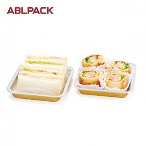 298ml Rectangular Catering Aluminium Foil Food Container alu foil thermoform cup aluminum foil pans with pet lid