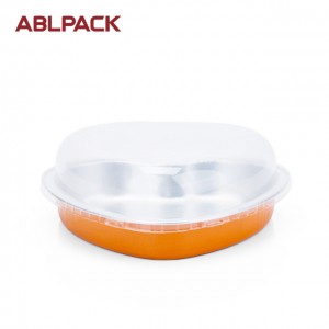 Microwave oven safe heart shape cow lines disposable aluminum foil cup tin tray plate container   ABL 375ml