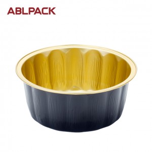 630ml aluminum foil food container, black and gold foil cup with dome lid